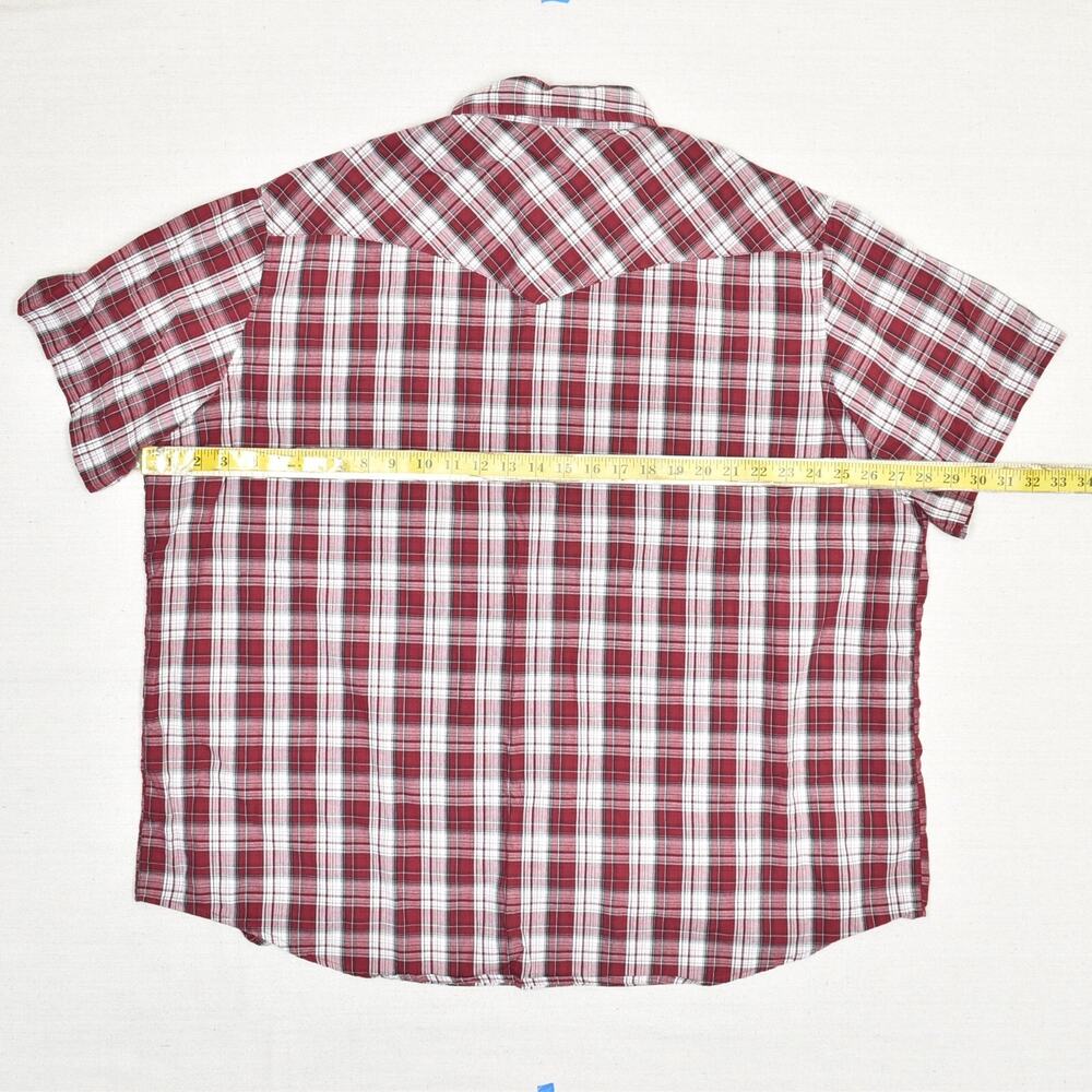 Wrangler Western Men's Shirt Plaid Cotton Blend Red Size 2XL Pearl Snap - Picture 4 of 8